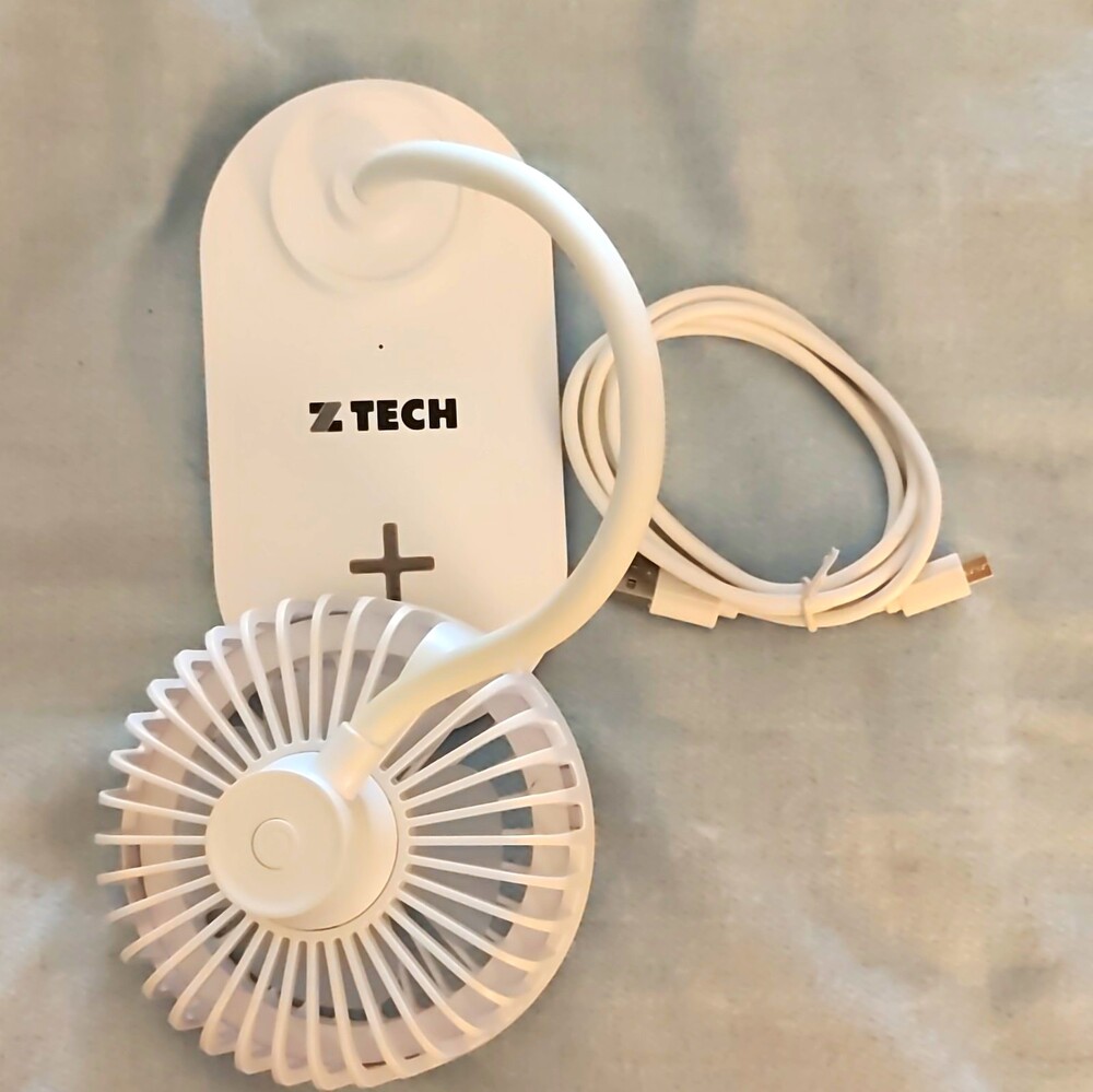 Z TECH Mini USB Rechargeable Portable Fan White Plastic Round Axial Blade